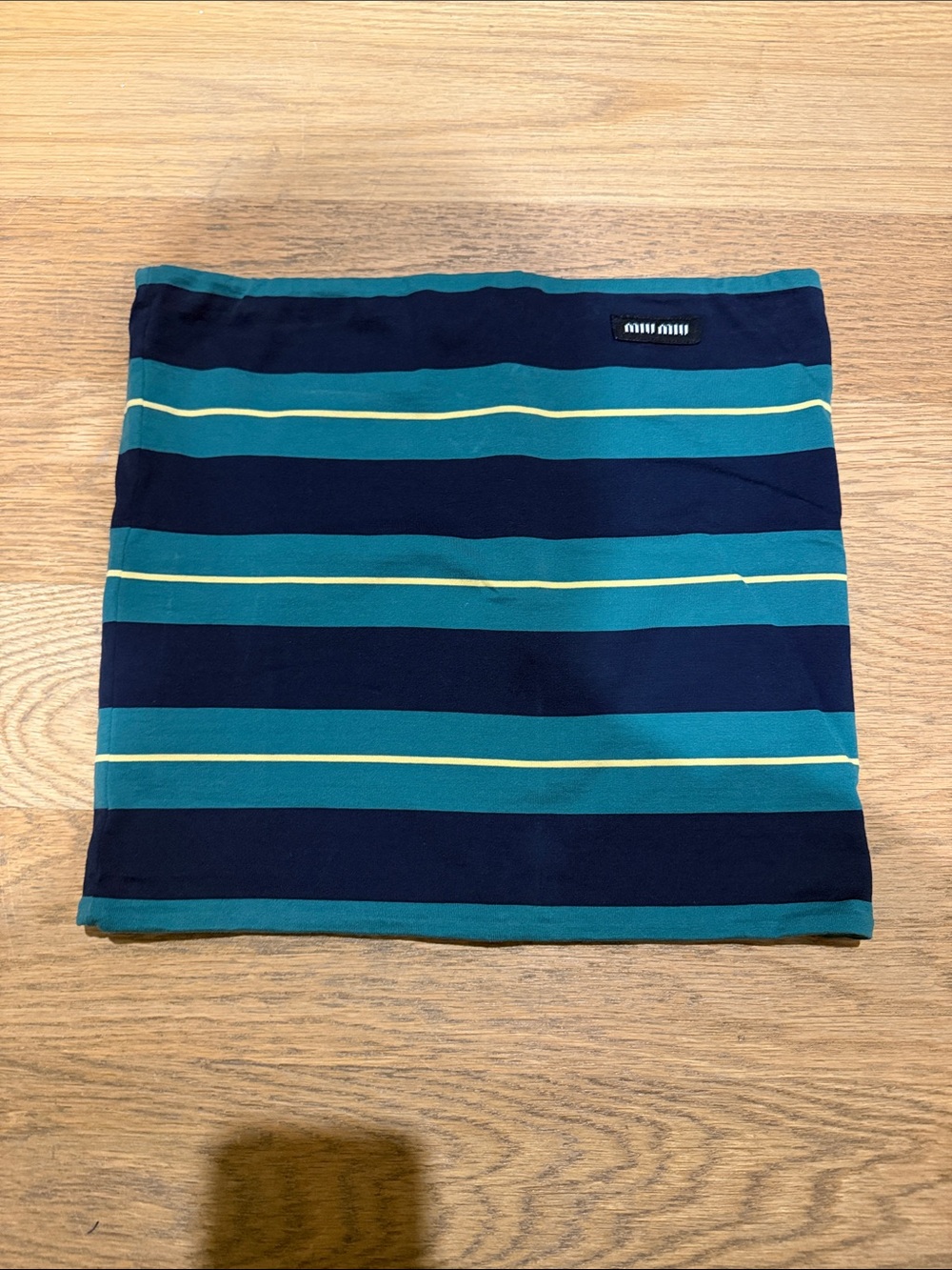 Miu Miu Navy, Teal & Yellow Striped tube top